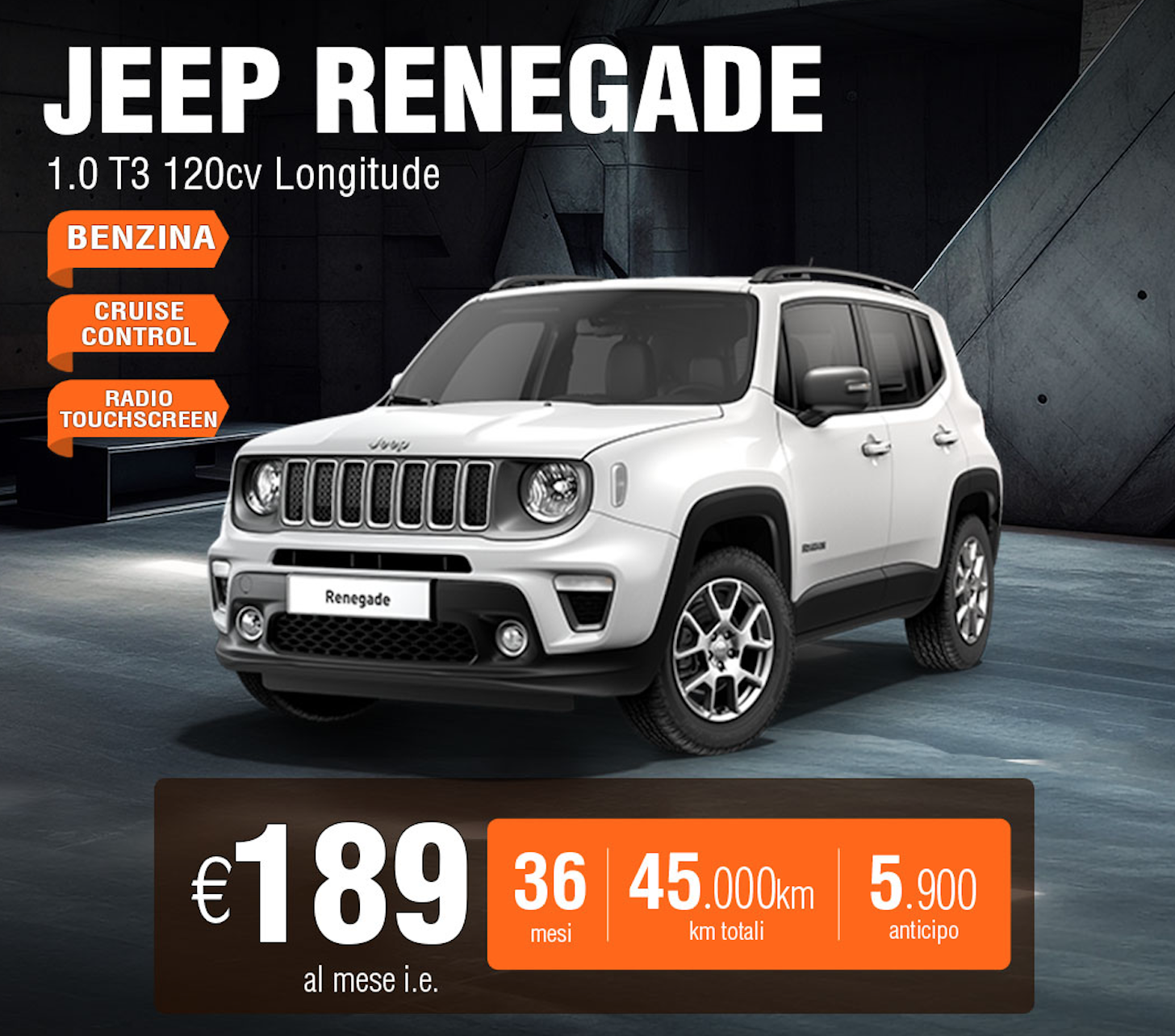 Jeep Renegade 189 noleggio a lungo termine - Shop Auto Rent